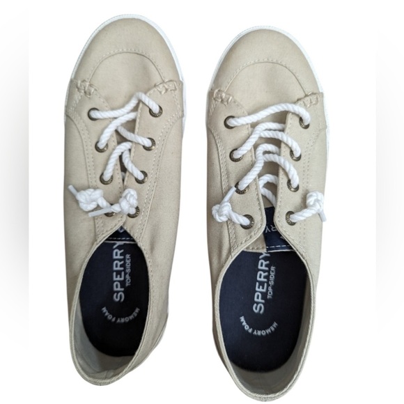 Sperry Boat Shoes Women’s Crest Vibe Size 6 Medium Tan Canvas W/ Top Sider - Picture 2 of 5